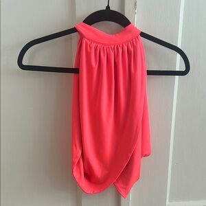 Superdown Asymmetrical Pink Draped Crop Top